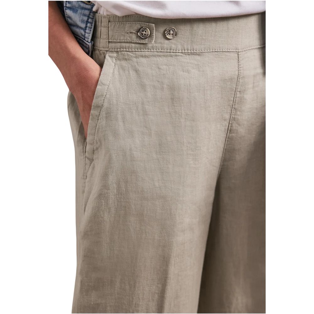 Beige Linen Casual Pants