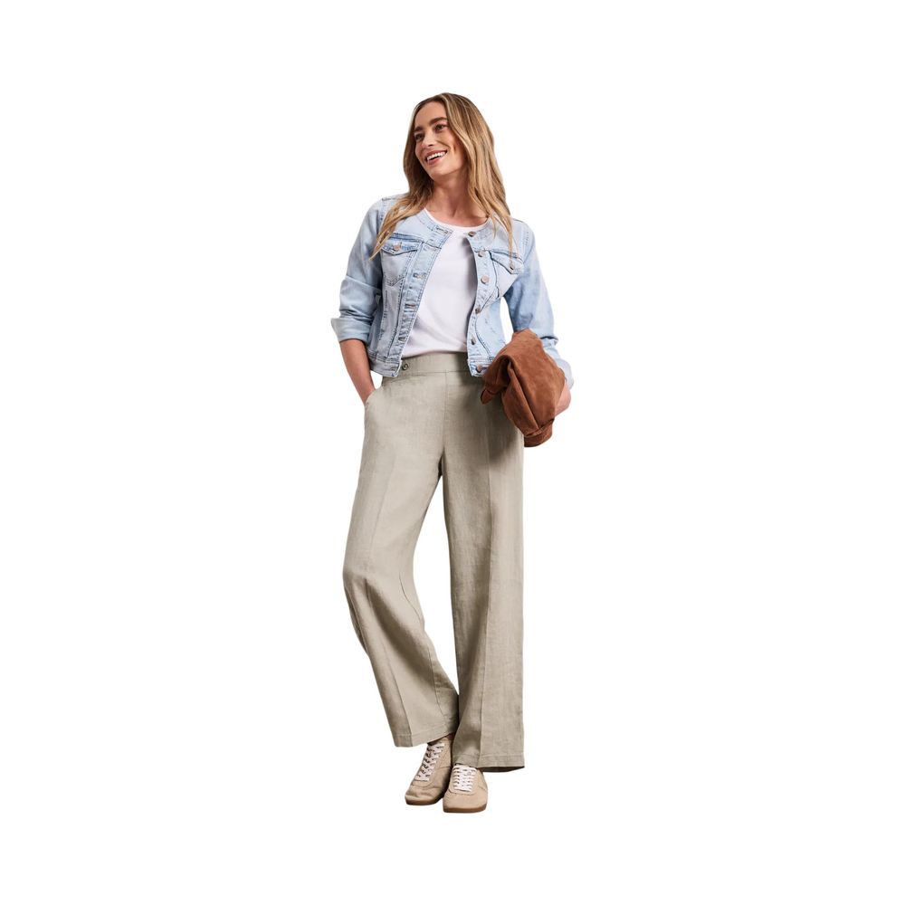 Beige Linen Casual Pants
