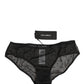 Black Sheer Mesh Lace Logo Brief Panty Underwear
