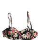Black Floral Padded Balconnet Bra Underwear