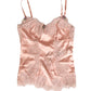 Pink Lace Silk Satin Tank Lingerie Sleepwear