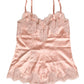 Pink Lace Silk Satin Tank Lingerie Sleepwear