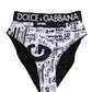 Black White Graphic Logo High Brief Underwear