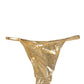 Gold-Tone Polyester Bikini Bottom Logo Swimwear