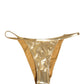 Gold-Tone Polyester Bikini Bottom Logo Swimwear