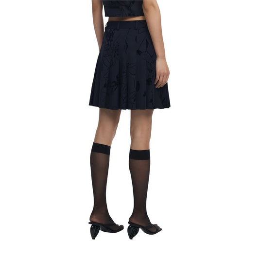Black Polyester Mini Skirt