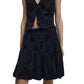Black Polyester Mini Skirt