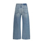 Blue Cotton High-Waisted Jean