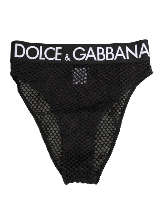 Black Cotton Mesh High Brief Panty Underwear