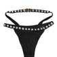 Black Crystal Embellished Bikini Bottom Swimwear