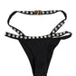 Black Crystal Embellished Bikini Bottom Swimwear