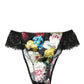 Black Floral Lace Mid Waist Brief Panty Underwear