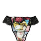 Black Floral Lace Mid Waist Brief Panty Underwear