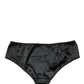 Black Silk Stretch Mid Waist Brief Panty Underwear