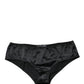 Black Silk Stretch Mid Waist Brief Panty Underwear