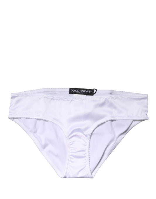 White Silk Stretch Mid Waist Brief Panty Underwear