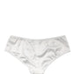 White Silk Stretch Mid Waist Brief Panty Underwear