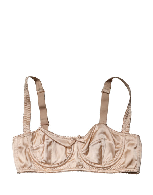 Beige Semi-Pad Underwire Balconette Bra Underwear