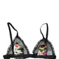Black Floral Soft Cup Triangle Bra Underwear