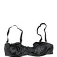 Black Semi-Pad Underwire Balconette Bra Underwear