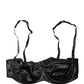 Black Semi-Pad Underwire Balconette Bra Underwear