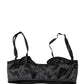 Black Semi-Pad Underwire Balconette Bra Underwear