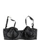 Black Semi-Pad Underwire Balconette Bra Underwear