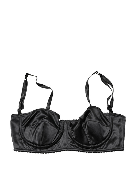 Black Semi-Pad Underwire Balconette Bra Underwear
