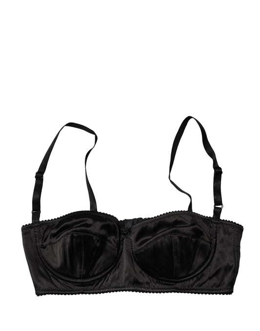 Black Semi-Pad Underwire Balconette Bra Underwear