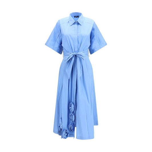 Blue Cotton Casual Dress
