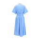 Blue Cotton Casual Dress