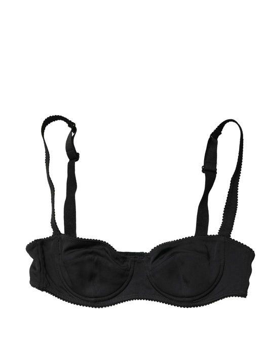 Black Semi-Pad Underwire Balconette Bra Underwear