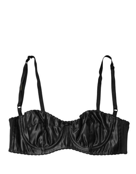 Black Semi-Pad Underwire Balconette Bra Underwear
