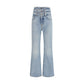 Blue Cotton Flared Jeans