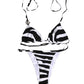 Black White Zebra Bikini Top Bottom Swimwear