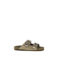Beige Calf Leather Bos Taurus Flat Sandals