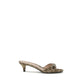 Beige Fabric Stiletto Heel Sandals