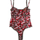 Multicolor CherryPrint Lace Bodysuit Underwear