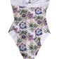 White Floral Print Strapless One-Piece Swimsuit Swimwear