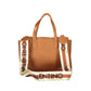Brown Polyurethane Women's Bag with Adjustable Shoulder Strap
