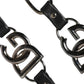 Black Leather Silver Chain Bag Accessory Shoulder Strap