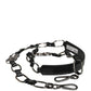 Black Leather Silver Chain Bag Accessory Shoulder Strap