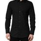 Black MARTINI Cotton Slim Dress Formal Shirt
