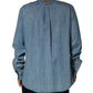 Blue Cotton Stretch Casual Denim Slim Shirt