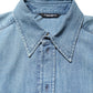 Blue Cotton Stretch Casual Denim Slim Shirt