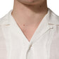 White Linen Short Sleeves Button Down Shirt