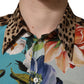 Multicolor Floral Animal Print Collared Shirt