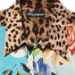 Multicolor Floral Animal Print Collared Shirt