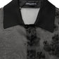 Black Floral Applique Sheer Short Sleeve Shirt