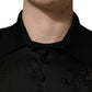 Black Floral Applique Sheer Short Sleeve Shirt